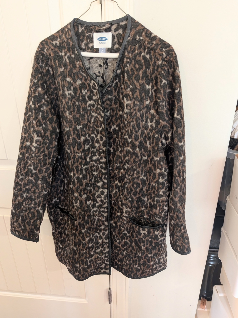 Old Navy Women's XLG Tall Leopard Print Wool Blend Sweater Coat/Long Cardigan